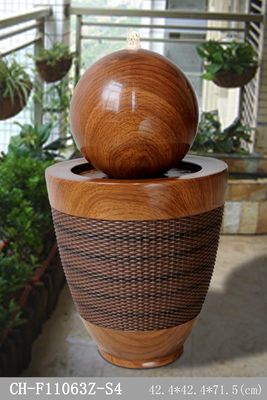 Fontaine d'eau en bois d'effet de rotin de base d'ellipse de boule fournisseur