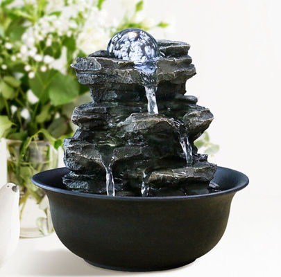 Montagne de roche d'intérieur avec la fontaine d'eau de salon de décoration d'intérieurs de maison de Polyresin de boule en verre avec la LED fournisseur