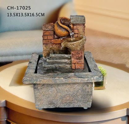 Créativité de table de travail manuel de cadeau de décor de bureau d'ornement de fontaine américaine de style de la brique rouge H16.5CM de Polyresin petite fournisseur