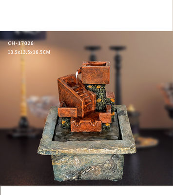 Créativité de table de travail manuel de cadeau de décor de bureau d'ornement de fontaine américaine de style de la brique rouge H16.5CM de Polyresin petite fournisseur