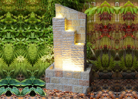 Fontaine de jardin de brique de grès de trois étapes fournisseur