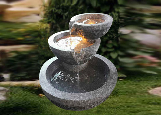 Regard en pierre naturel de fontaine de cascade mené par cuvettes de la fibre de verre trois fournisseur